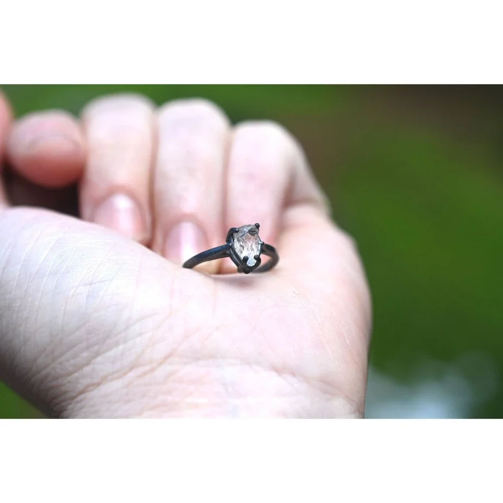 Simple Alternative Diamond Engagement Ring Raw Diamond Rough Diamond Ring Unique